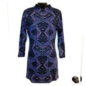 Free people dress blue long sleeve mock neck fit